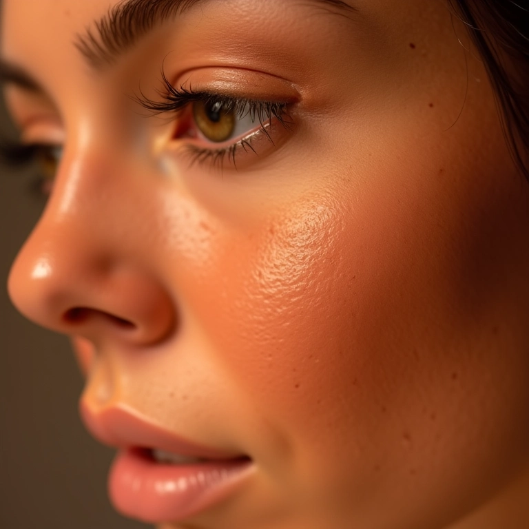 Acabamento natural e radiante do bronzer em bastão.