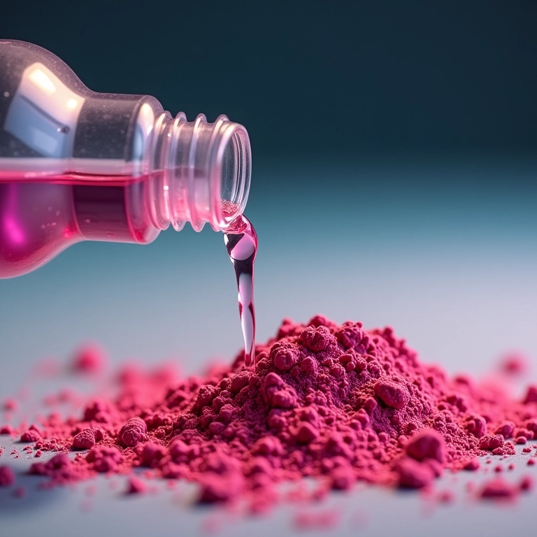 Álcool isopropílico sendo adicionado ao pó compacto quebrado.