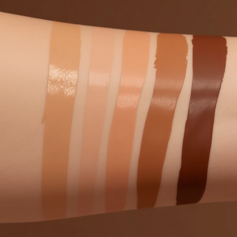 Amostras de bases em diferentes tons de pele.