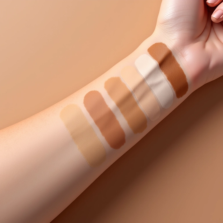 Amostras de CC Cream em diferentes tons de pele.