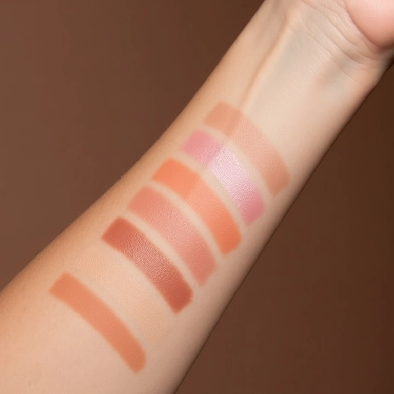 Amostras de cores de iluminador na pele.