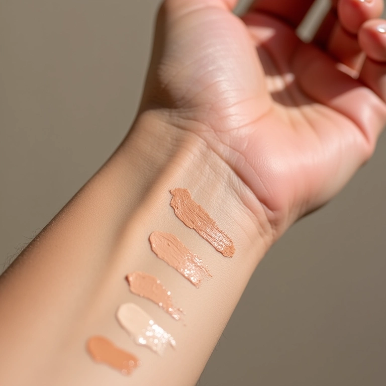 Amostras de corretivo em gel em diferentes tons na pele.