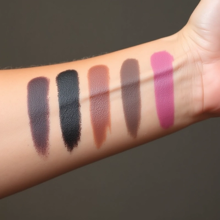 Amostras de delineador em gel em diferentes cores.