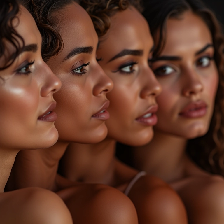 Amostras de sombras neutras em diferentes tons de pele.