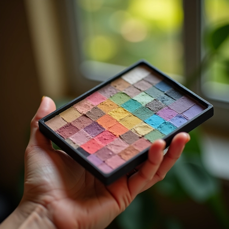 Análise das cores de uma paleta de sombras coloridas.