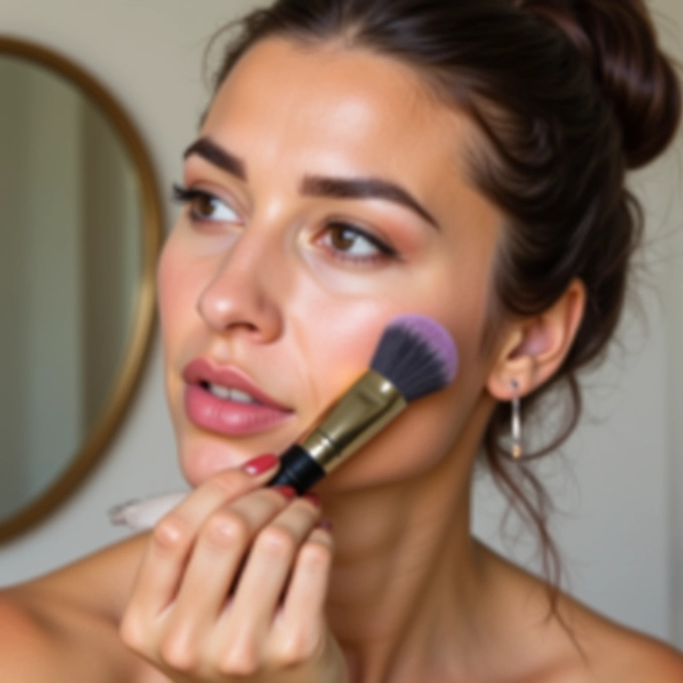 Aplicação correta do blush para contorno.