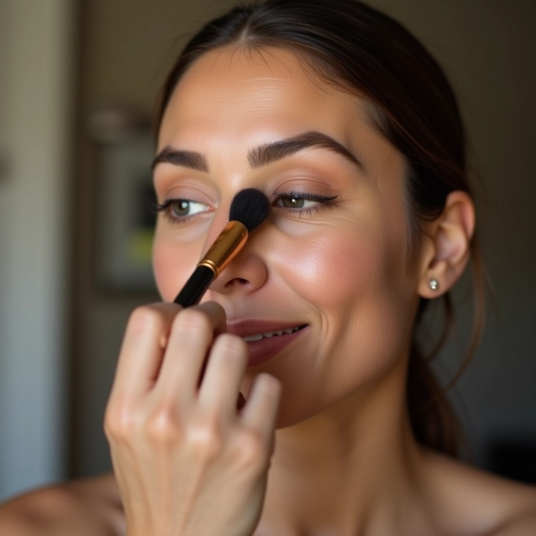 Aplicação correta do bronzer no rosto.