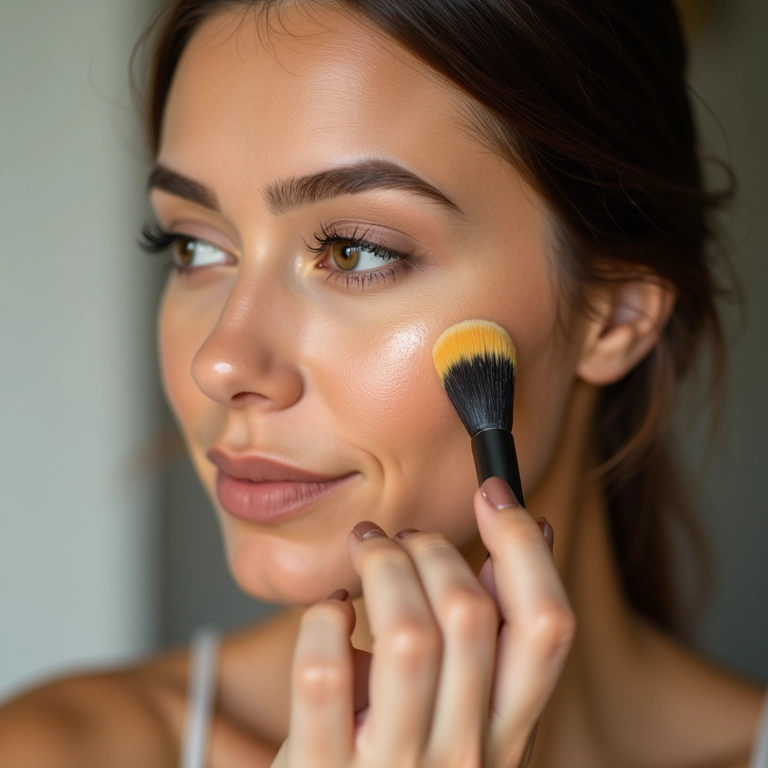 Aplicação correta do corretivo amarelo com pincel.