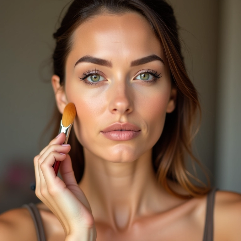 Aplicação da base com niacinamida para um acabamento perfeito.