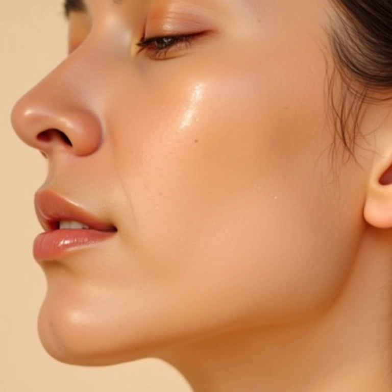 Aplicação de base com niacinamida, destacando a ação antioxidante.