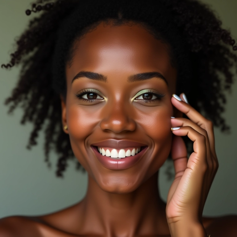 Aplicação de base e corretivo da cor da pele após o corretivo verde.