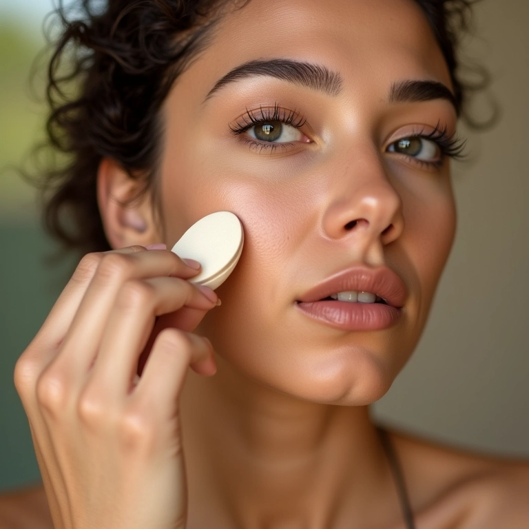 Aplicação de base em bastão com esponja.