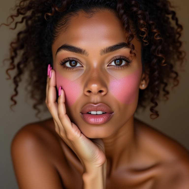 Aplicação de blush em pele com acne.
