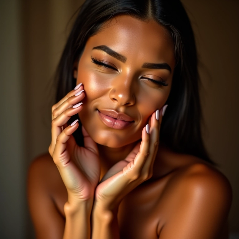 Aplicação de bronzer e iluminador para um look noturno radiante.