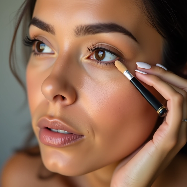 Aplicação de corretivo para camuflar olheiras.