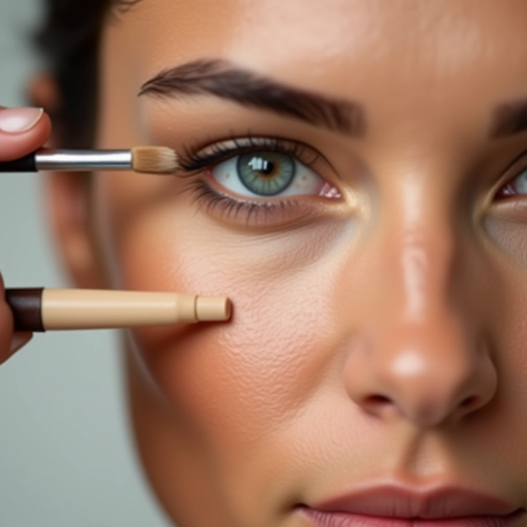 Aplicação de corretivo para iluminar e corrigir imperfeições.