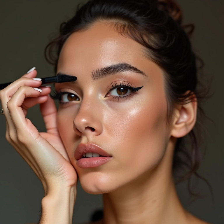 Aplicação de delineador.