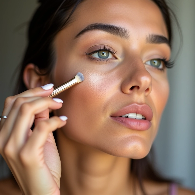 Aplicação de iluminador para um efeito natural.