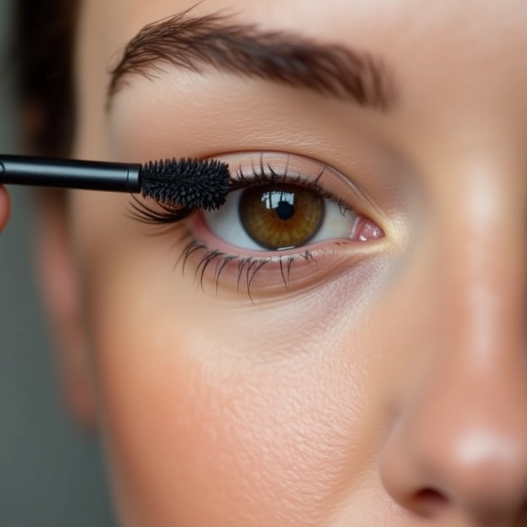 Aplicação de máscara de cílios nos cílios inferiores.