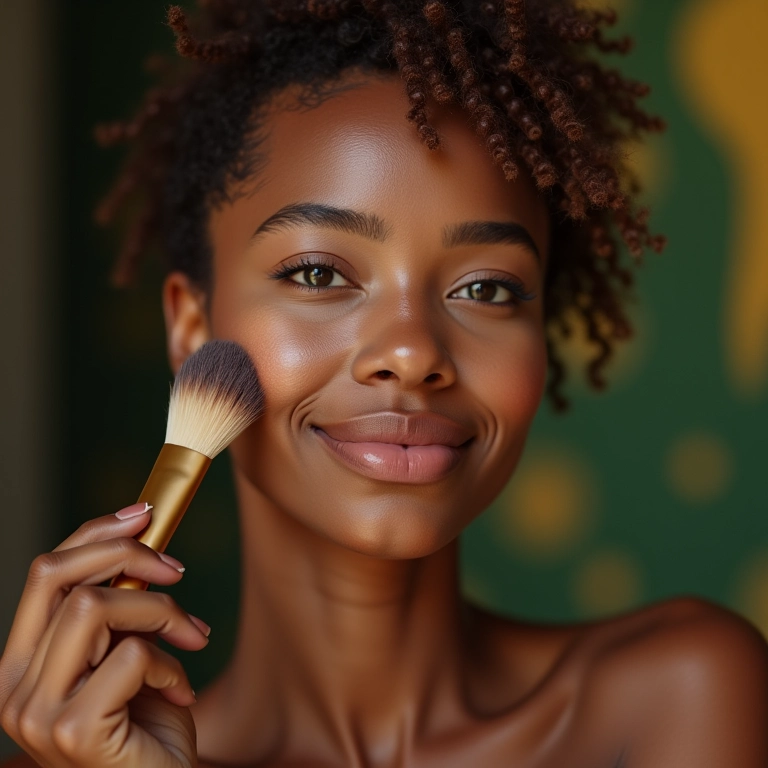 Aplicação de pó para contorno em pele diversa, mostrando o efeito esculpido.