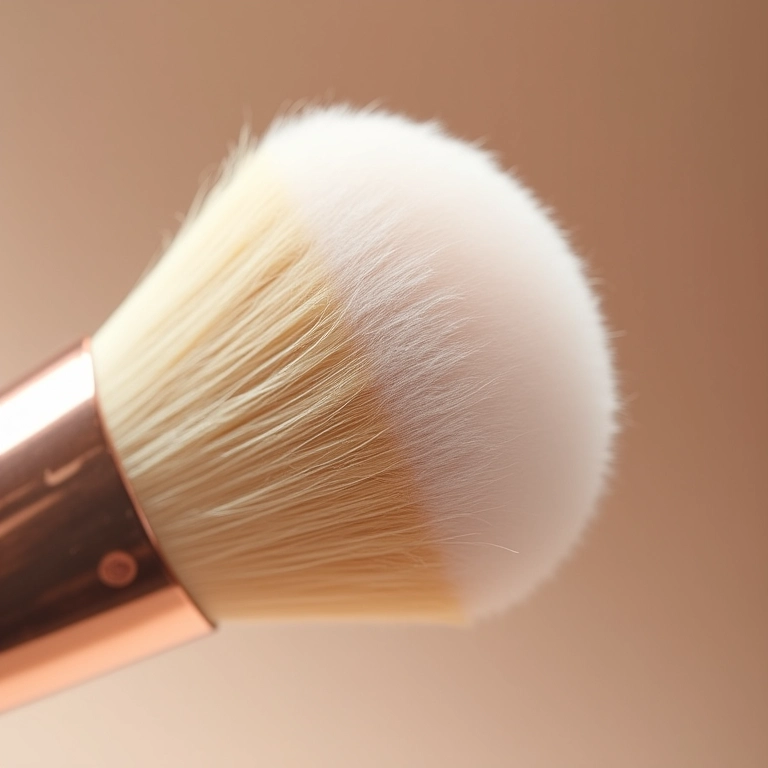 Aplicação de pó translúcido com pincel macio em pele de mulher.