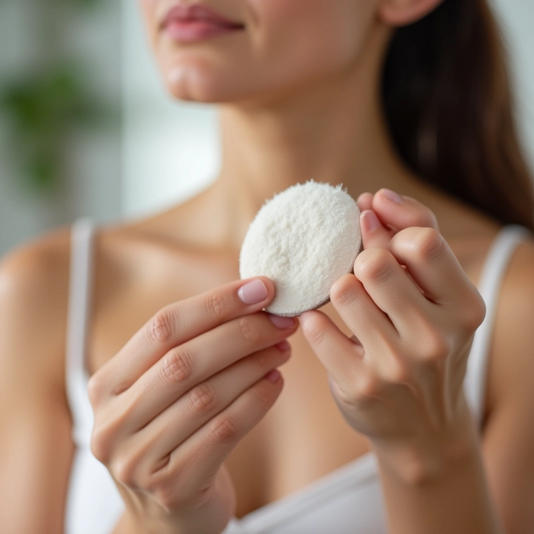 Aplicação de pó translúcido com sílica para efeito blur na pele.