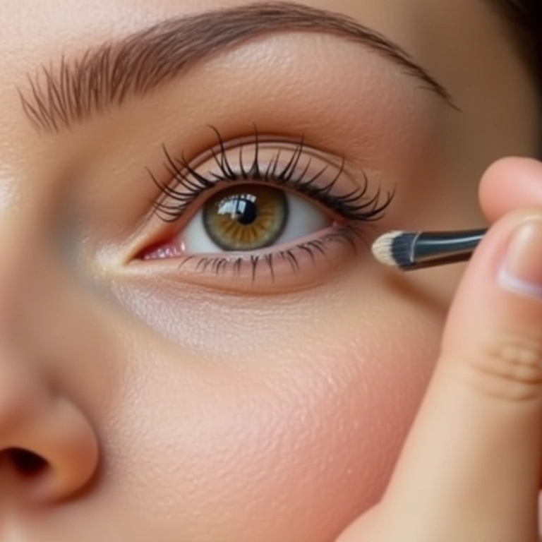 Aplicação de primer de olhos para fixar a sombra.