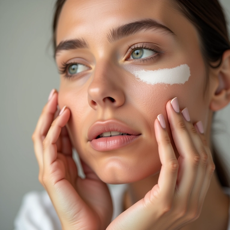 Aplicação de primer em diferentes áreas do rosto.