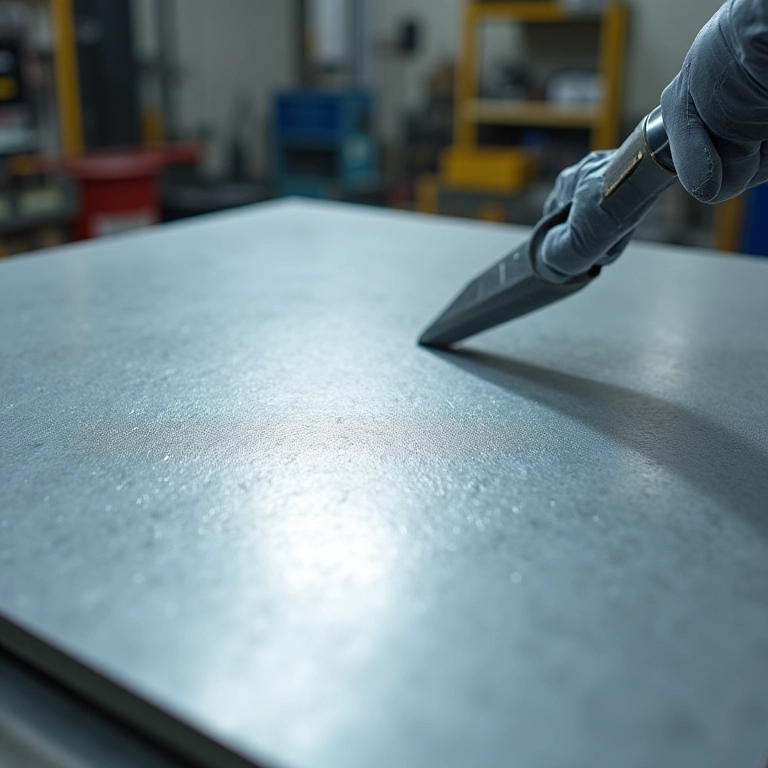 Aplicação de primer em metal.