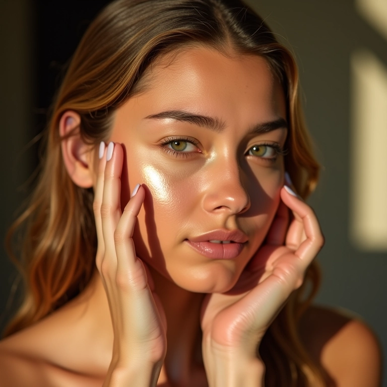 Aplicação de primer iluminador na pele.