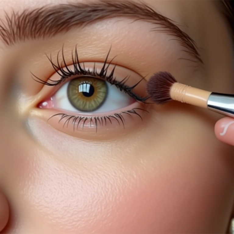 Aplicação precisa de corretivo com pincel língua de gato.