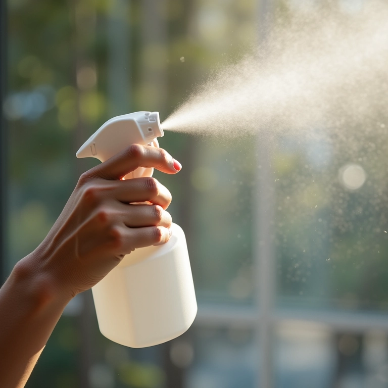 Aplicação uniforme do fixador em spray.