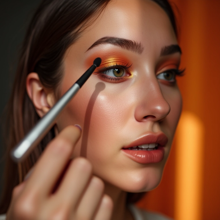 Aplicando a sombra principal na pálpebra.