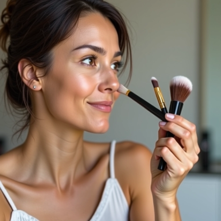 Aplicando base com pincel.