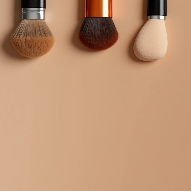 Aplicando base em pó com diferentes ferramentas.