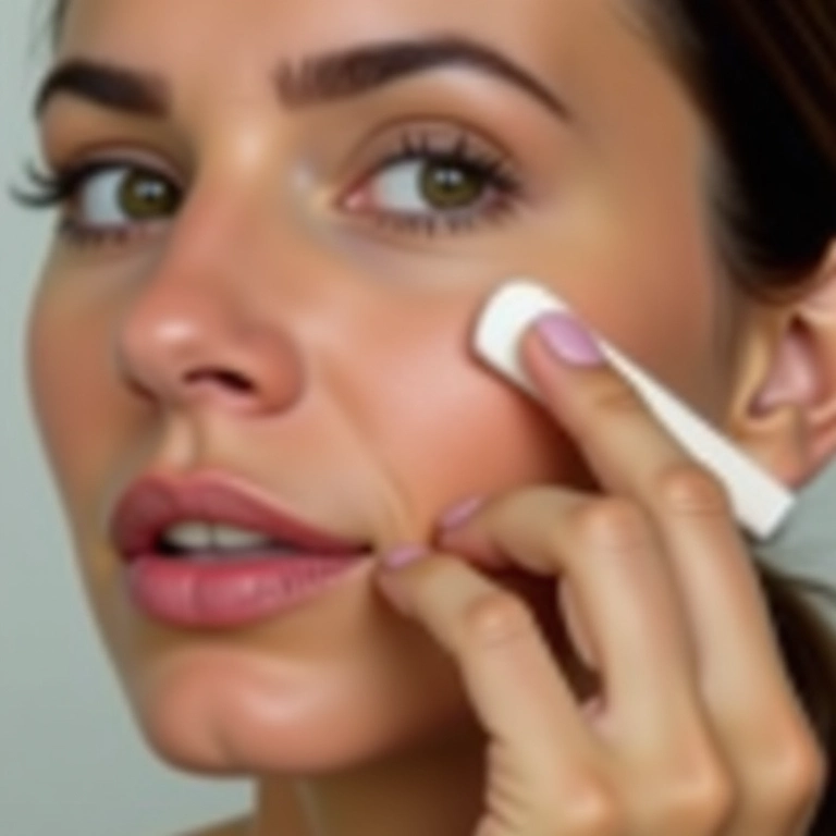 Aplicando o corretivo com esponjinha corretamente.