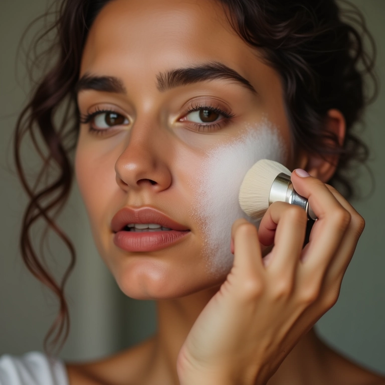 Aplicando o pó HD com moderação.