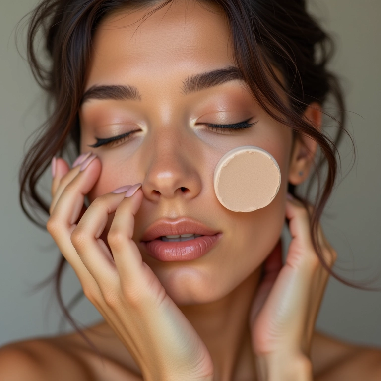 Aplicando pó translúcido como finalizador.