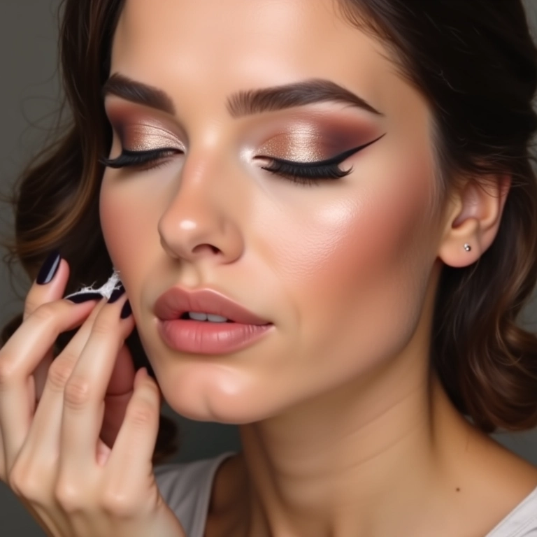 Aplicando sombra para um toque de glamour na maquiagem pin up.