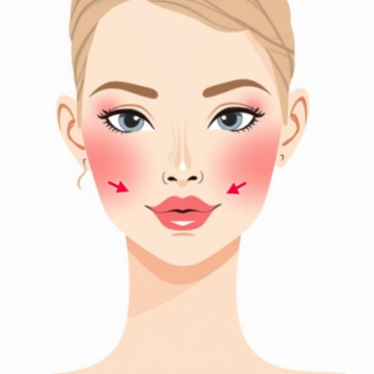 Áreas do rosto para contorno com blush.