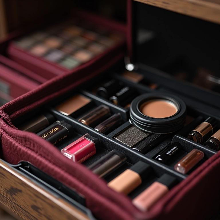 Armazenamento correto de maquiagem em local fresco e seco.