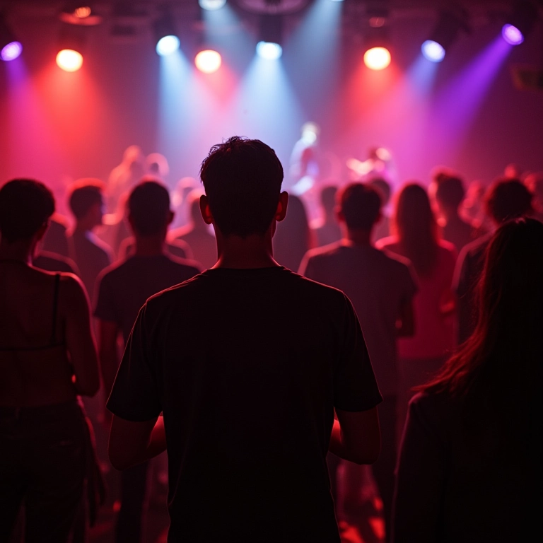 Banda ao vivo tocando em uma festa com público diverso aproveitando a música.
