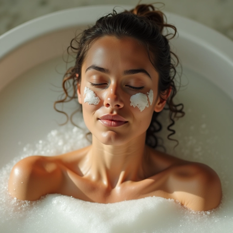 Banho para aliviar coceiras com pó de farmácia: relaxamento.