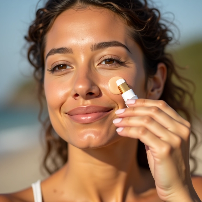 Base de farmácia com proteção solar para o rosto.