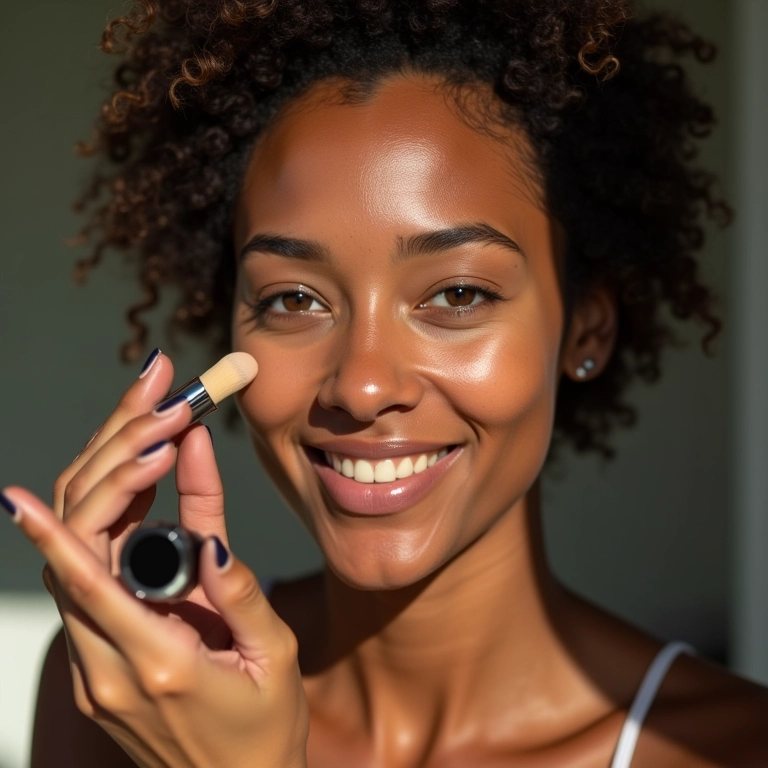 Base e corretivo: uniformizando o tom da pele para maquiagem árabe em mulher brasileira.