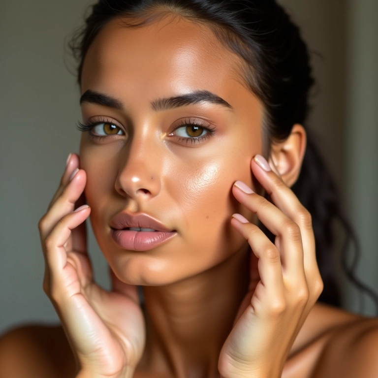 Base hidratante para pele oleosa: mulher brasileira aplicando base oil-free.