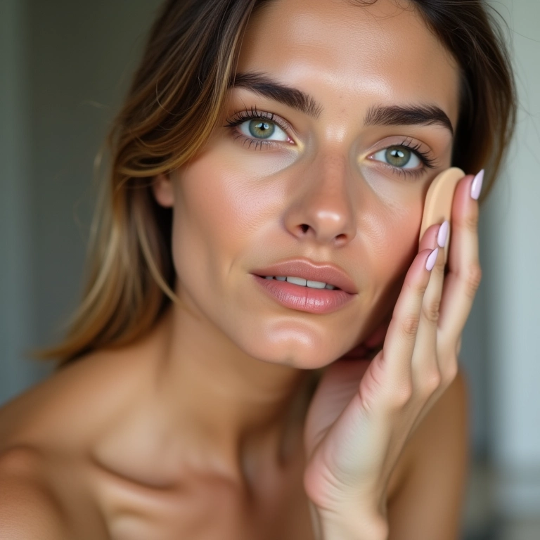 Base matte sendo aplicada em pele oleosa para controle da oleosidade.