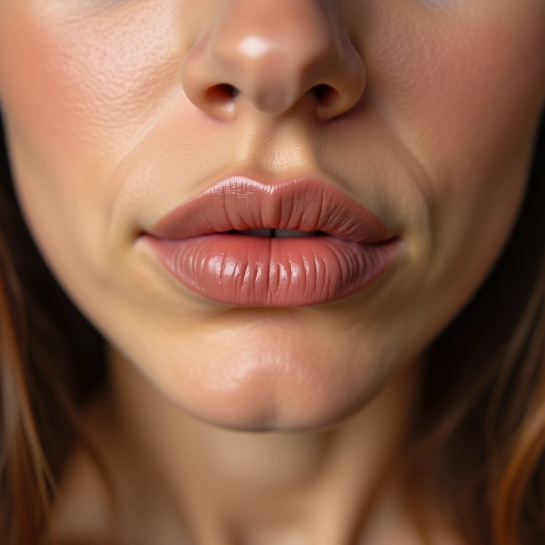 Base sendo aplicada nos lábios para neutralizar o tom antes do contorno.