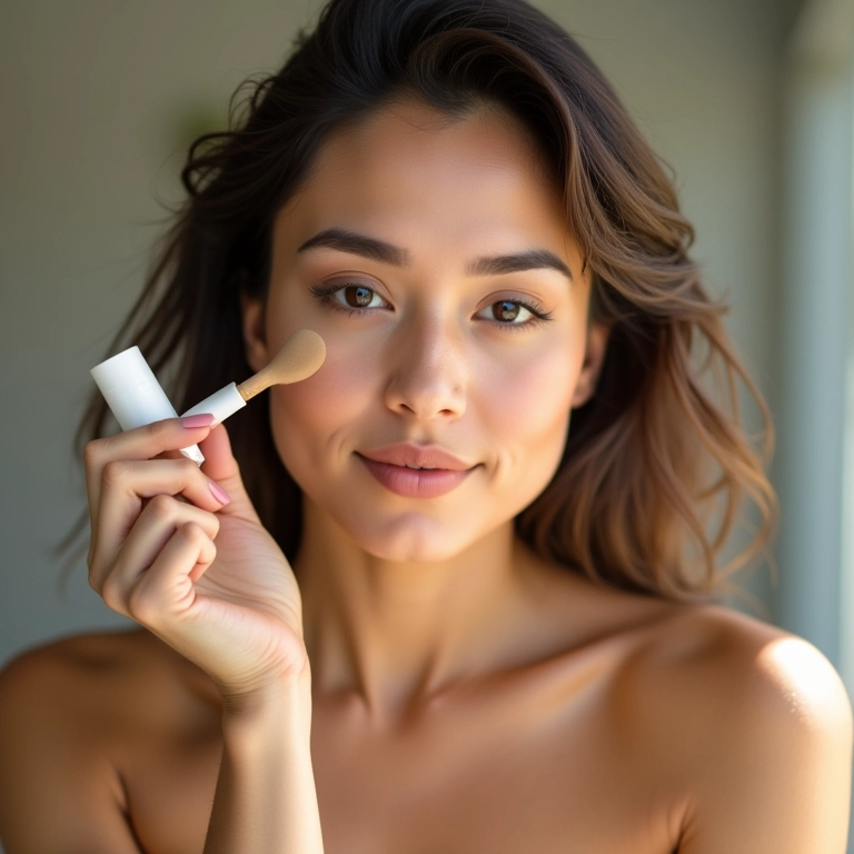 Base uniformizando o tom da pele.