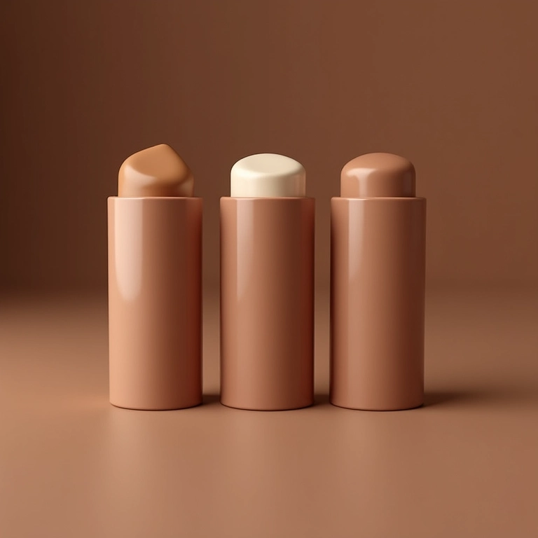 Bases em bastão para contorno e iluminação, maquiador profissional.